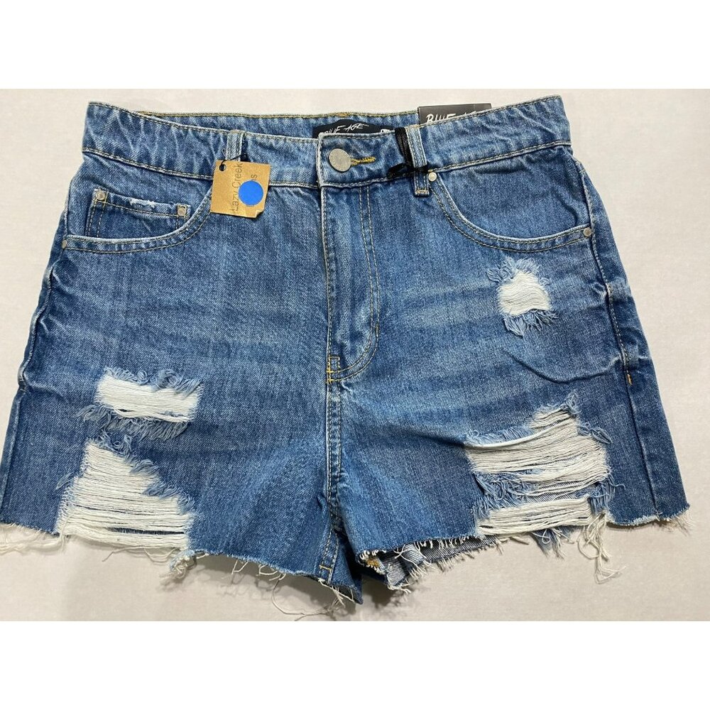 Blue Age Womens High Rise Distressed Denim Shorts Medium Frayed Hem 30” Waist 11
